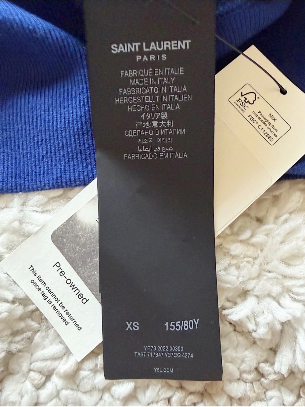 Saint Laurent YSL color logo oversized hoodie sweatshirt XS - Picture 9 of 10